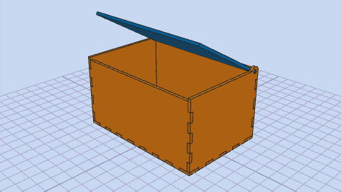 Laser cut box with hinged lid — opening animation